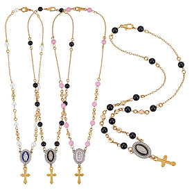 3шт. подвеска из сплава эмали и акрила, с латунной цепочки и легированной Lobster Claw пряжек, овальный и крест