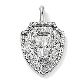 Alloy Rhinestone Pendants, Wolf