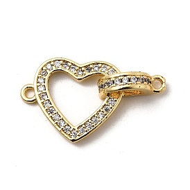 Латунные микропаве прозрачные кубические цирконии сердце с D-образным разъемом подвески, без свинца и без кадмия, долговечный, стойки покрытие