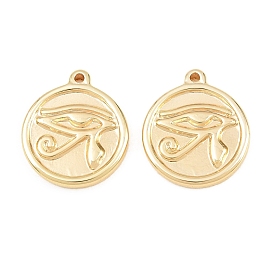 304 Stainless Steel Pendants, Round with Eye of Horus Charms, Rack Plating, Long-Lasting Plated