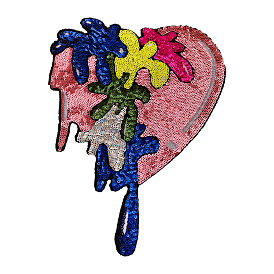 Computerized Embroidery Cloth Iron on/Sew on Patches, Costume Accessories, Paillette Appliques, Heart