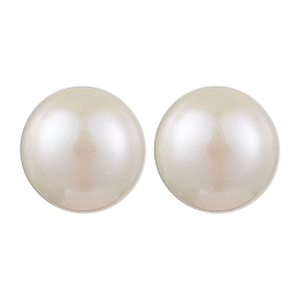 Natural Pearl Ear Studs, with Sterling Silver Findings, Round