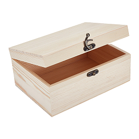 Wood Storage Boxes, with Iron Clasps, Rectangle