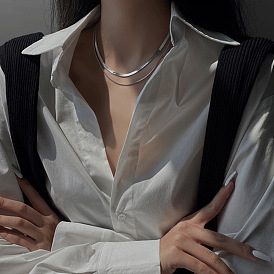 Минималистичные двухслойные ожерелья из нержавеющей стали в виде змейки для мужчин и женщин