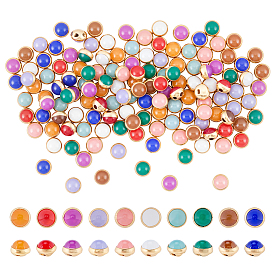 150шт. 10цвета 4-отверстие латунные кнопки, полукруглый из пластика, золотые