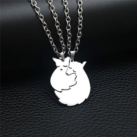 304 ожерелья дружбы с подвеской в виде лисы из нержавеющей стали, не тускнеет