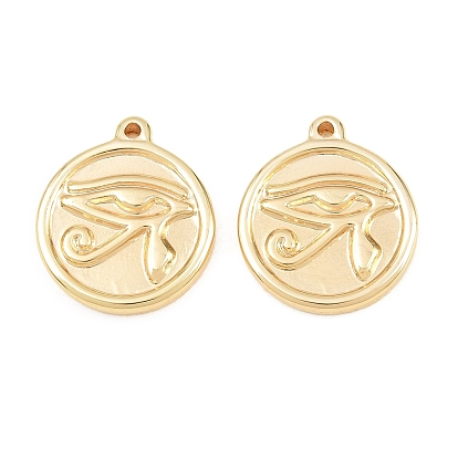 304 Stainless Steel Pendants, Round with Eye of Horus Charms, Rack Plating, Long-Lasting Plated