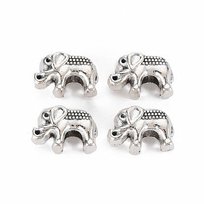 Tibetan Style Alloy European Beads Rhinestone Settings, Cadmium Free & Lead Free, Elephant