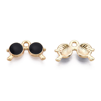 Colgantes de aleación de zinc ecológicos, con esmalte, gafas, sin cadmio y níque y plomo, dorado