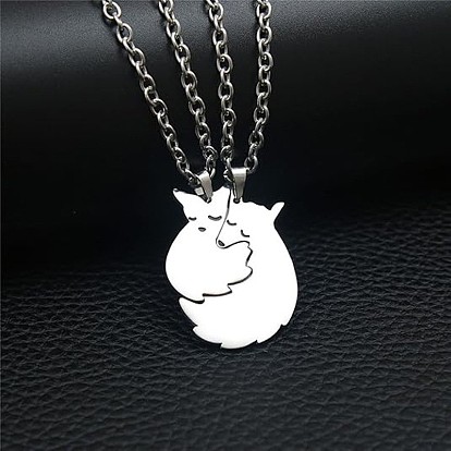 304 ожерелья дружбы с подвеской в виде лисы из нержавеющей стали, не тускнеет