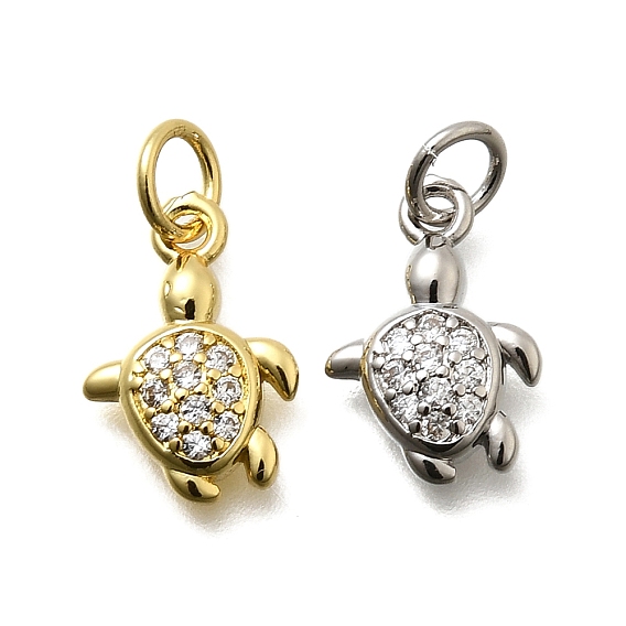 Латунные микро проложить кубического циркония подвески, черепаха, долговечный, без свинца и без кадмия, стойки покрытие, с целью перехода в кольце