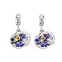 Rack Plating Alloy European Dangle Charms, with Rhinestone, Large Hole Beads, Cadmium Free & Nickel Free & Lead Free, Flat Round with Moon, Platinum