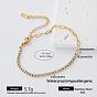 304 Stainless Steel Crystal Rhinestone Tennis Chain Paperclip Chain Bracelets for Women
