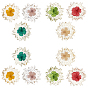 12 Stück 6 Farben transparente klare Epoxidharz-Cabochons, mit getrockneten Blumen im Inneren, Blume