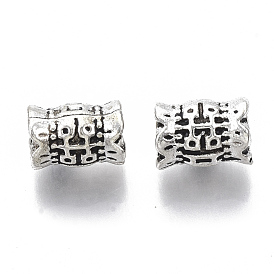 Tibetan Style Alloy Beads, Cadmium Free & Lead Free, Column with Chinese Character