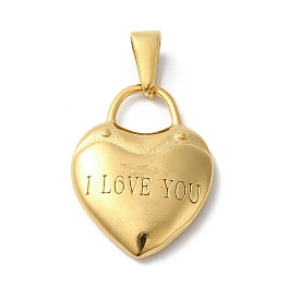 Вакуумное покрытие pvd 304 подвески из нержавеющей стали, сердце со словом я люблю тебя очарование