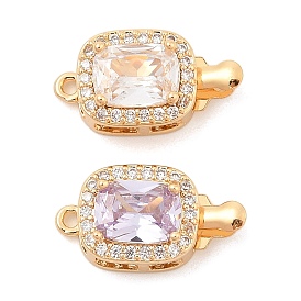 Латунные микро проложить кубического циркония ящик с застежками, со стеклом, прямоугольные, реальный 18 k позолоченный