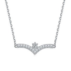 925 Silver V-shaped Zircon Lock Collarbone Chain - Fashionable European and American Style