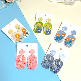  Earrings geometric flower daisy earrings women's acrylic earrings