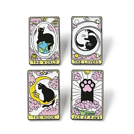 Tarot Card with Cat Enamel Pins, Black Alloy Badge for Women