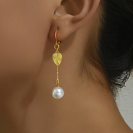 Модные 201 круглые серьги-кольца с кисточками из нержавеющей стали, с имитацией жемчуга