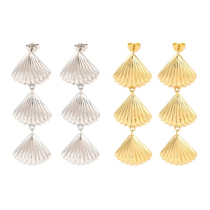 Женские серьги-гвоздики из латуни с кубическим цирконием, без свинца и без кадмия, формы раковины