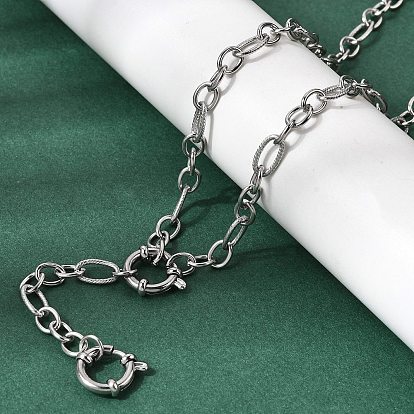 5.5мм 201 Текстурированные цепочки Фигаро из нержавеющей стали, унисекс, не тускнеет