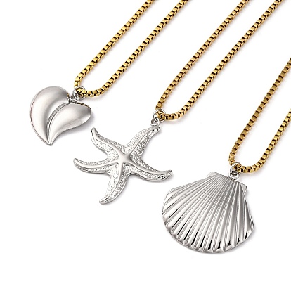 304 летние пляжные подвески из нержавеющей стали с цепочкой-коробкой, реальный 18 k позолоченный и цвет нержавеющей стали