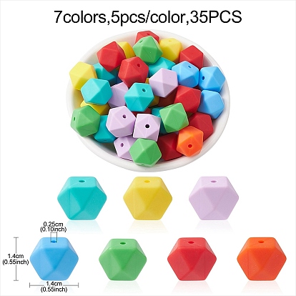 Hexagon Food Grade Eco-Friendly Silicone Focal Beads, Chewing Beads For Teethers, DIY Nursing Necklaces Making