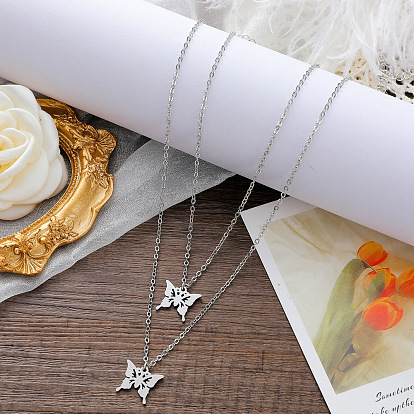 Stylish Stainless Steel Butterfly Lock Collarbone Necklace for Back to School