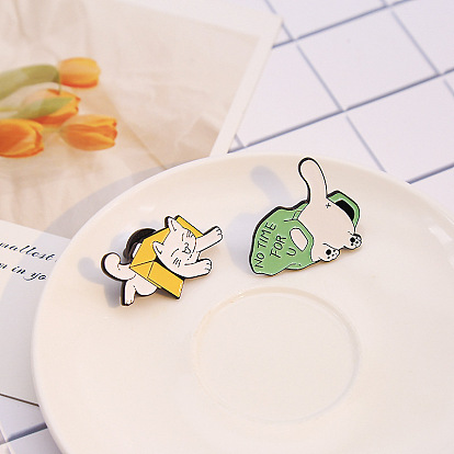 Cute Cat Playful in Box and Bag with Cartoon Brooch Pin