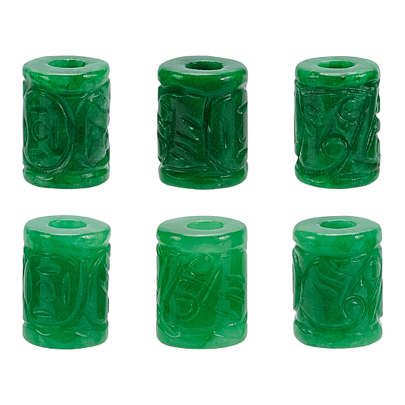 6 шт. натуральных бусин из бирманского/бирманского белого нефрита, окрашенные, резные колонки