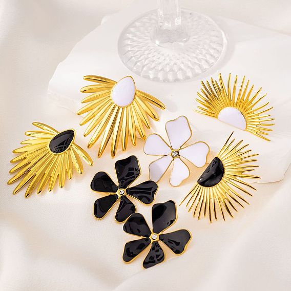 304 серьги из нержавеющей стали эмаль, золотые