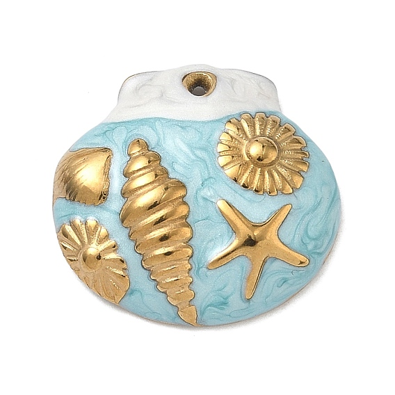 304 подвески из нержавеющей стали, с эмалью, подвески в форме ракушек, ионное покрытие (ip)