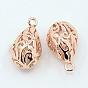 Brass Hollow Pendants, Drop, 20x11.5x9.5mm, Hole: 2mm