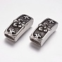304 Stainless Steel Slide Charms, Rectangle with Fleur De Lis