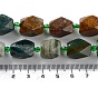 Natural Indian Agate Beads Strands, with Seed Beads, Faceted, Rhombus