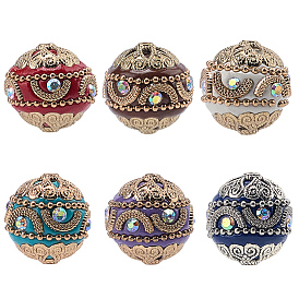 6шт 6 цвета бисера ручной работы из Индонезии, с фурнитурой сплавочной и железной цепью, круглые