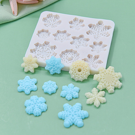 Winter Themed Snowflake Food Grade Fondant Silicone Molds, for DIY Cake Decoration, Chocolate, Candy, Resin Craft
