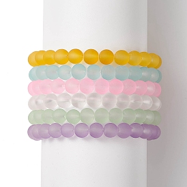 Матовые стеклянные круглые браслеты из бисера стрейч наборы для женщин