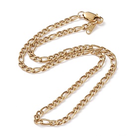 304 Stainless Steel Figaro Chains, Curb Chains Necklaces, with Lobster Claw Clasps
