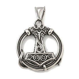 316 хирургические подвески из нержавеющей стали, плоский круглый с подвеской в виде молота Тора