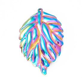 Ion Plating(IP) 304 Stainless Steel Pendants, Leaf