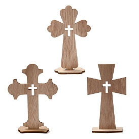 Unfinished Wood Cross Cutouts Ornaments, Blank Wood Pieces for DIY Art Crafts Projects Home Decor