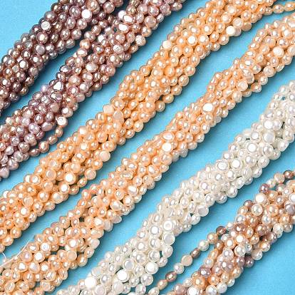 Нити из натурального культивированного пресноводного жемчуга, двух сторон полированной