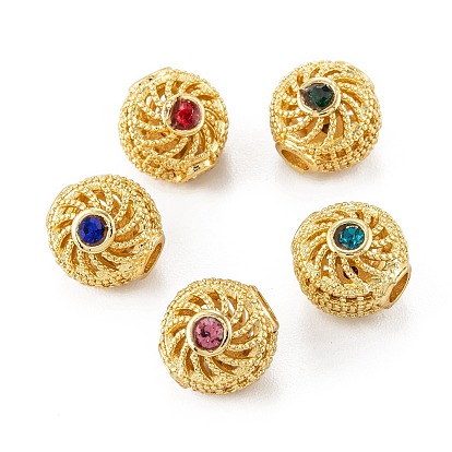 Латунные микро проложить кубического циркония бусы, рондель, долговечный, реальный 18 k позолоченный