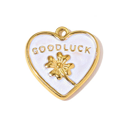 304 нержавеющей стальной эмали подвески, подвески в виде сердца с клевером, ионное покрытие (ip), зеркальная полировка