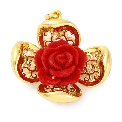 Латунные подвески, с ворсистой смолой, роза