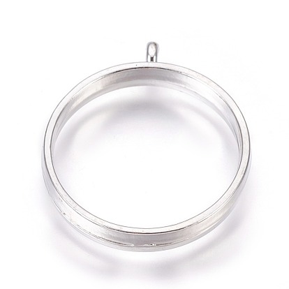 Alloy Open Back Bezel Pendants, Cadmium Free & Lead Free, For DIY UV Resin, Epoxy Resin, Pressed Flower Jewelry, Ring