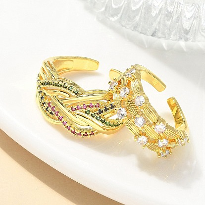 304 из нержавеющей стали крест крест кольца, открытые манжеты для женщин, с кубического циркония